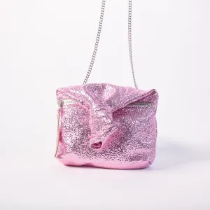 Harpers Emporium Knot Bag on Chain in Pink Metallic