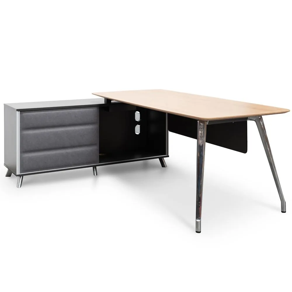 Hayes 2m Left Return Office Desk - Natural - Black