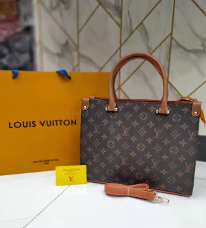 High Quality Louis Vuitton Women's Bag with Long Strap (Brown Handle)