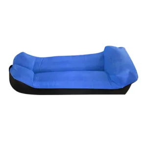 Inflatable Sofa Bed for Camping, Fishing, and Beach, Color-Blocking Pillow Style, Tear-Proof, 94.5 x 21.7 inches (Dark Blue   Black)