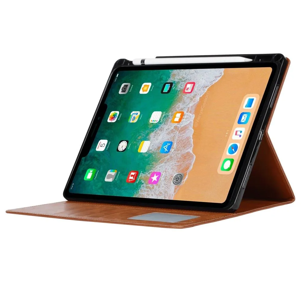 iPad Mini 6 (2021) wallet design leather flip case with pen slot - Brown