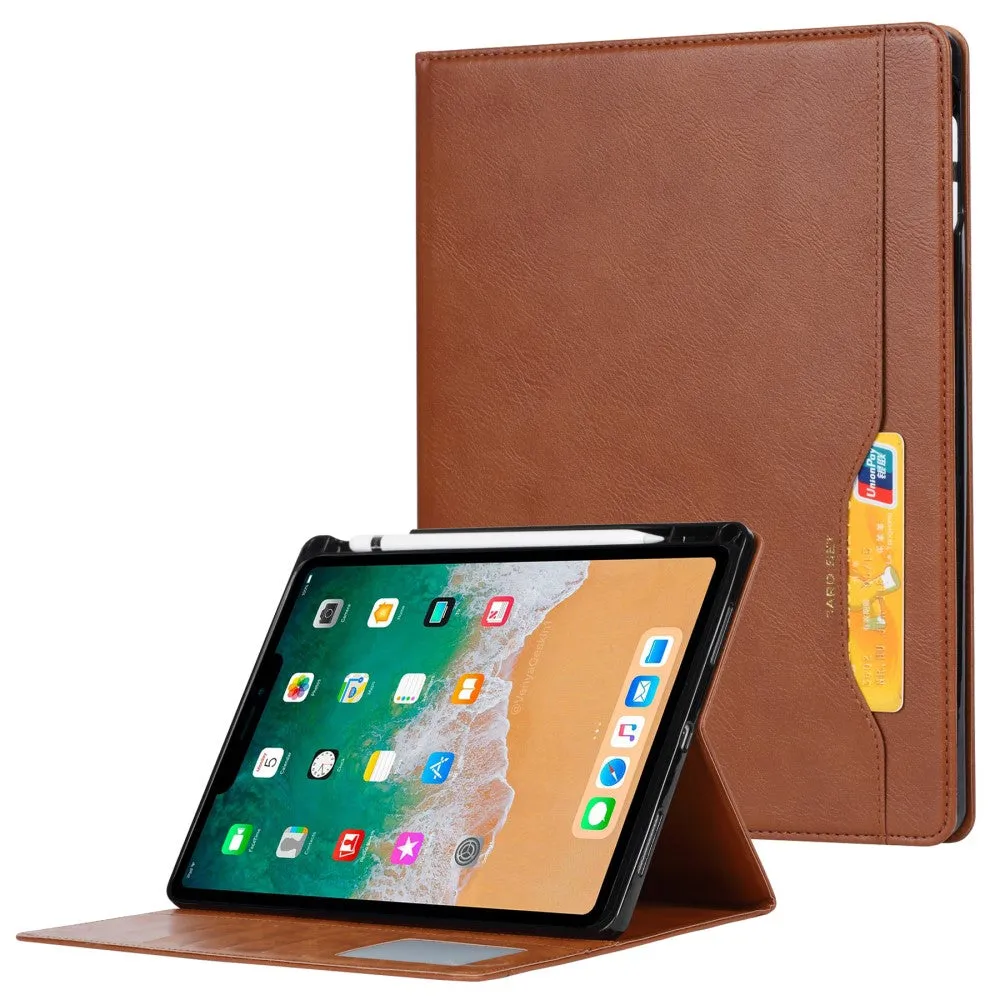 iPad Mini 6 (2021) wallet design leather flip case with pen slot - Brown