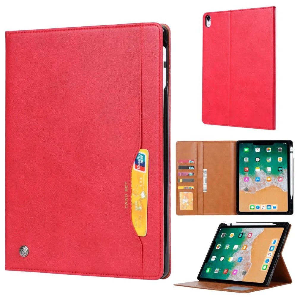 iPad Mini 6 (2021) wallet design leather flip case with pen slot - Red