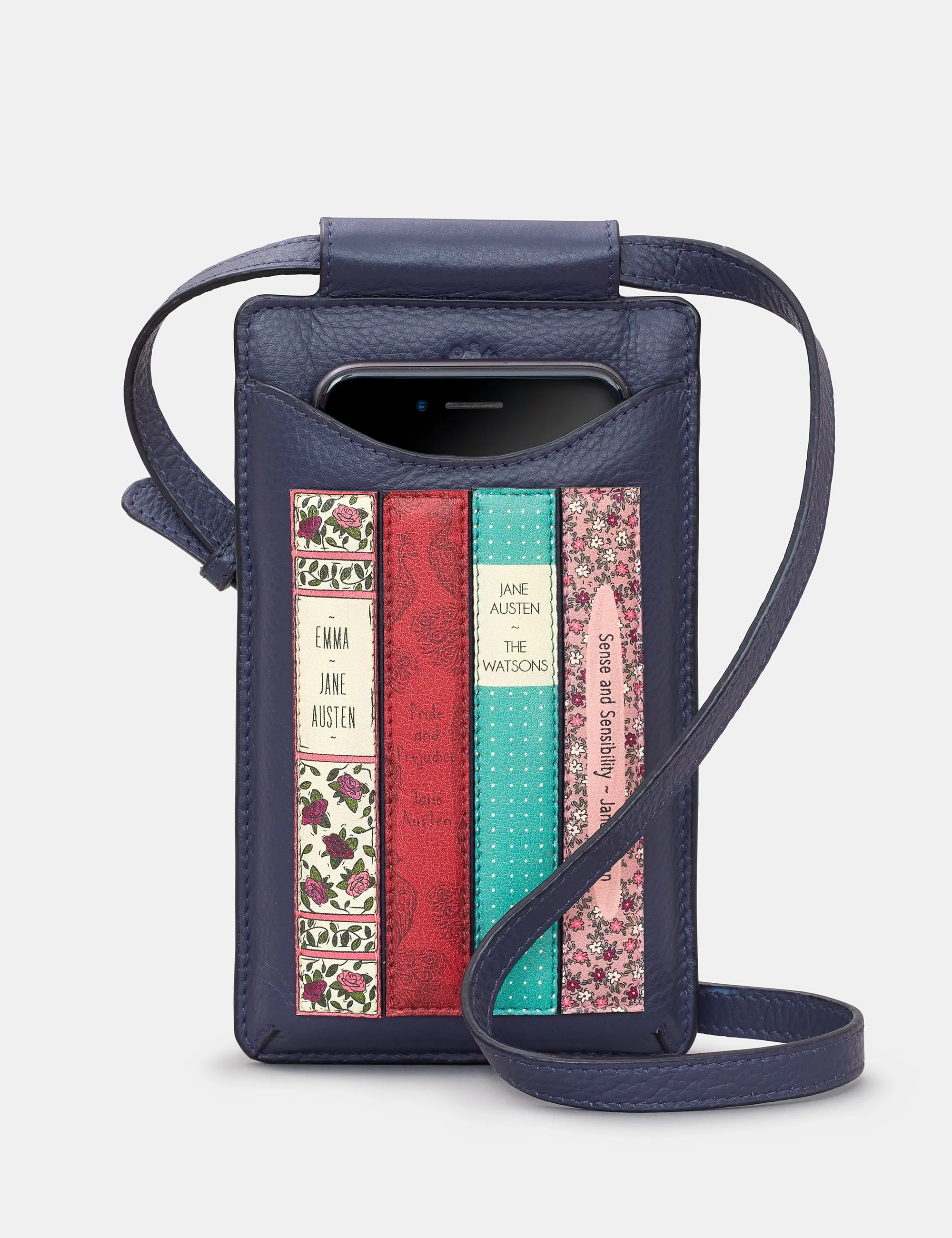 Jane Austen Bookworm Navy Leather Phone Case