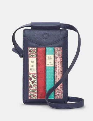 Jane Austen Bookworm Navy Leather Phone Case