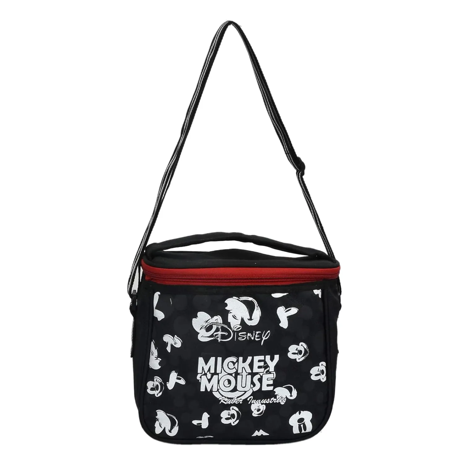 Kuber Industries Disney Mickey Lunch Bag | Lunch Bag for Office | Lunch Bag for College | Reusable Lunch Bag | Lunch Bag for Adults | Front Pocket Lunch Bag | Black