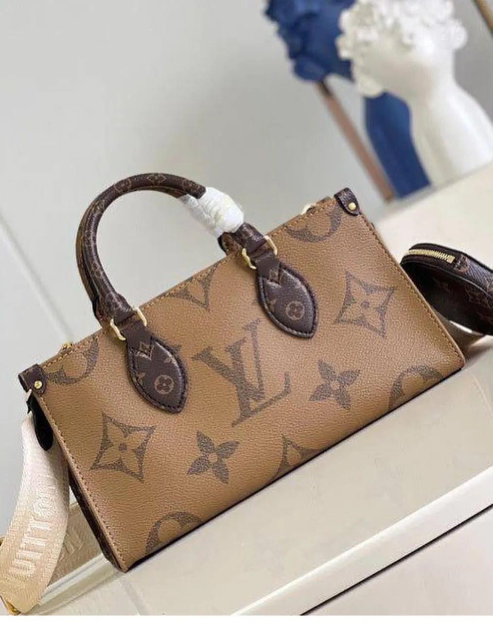 Lady LV On-The-Go Bag with Long Strap (Brown LV)