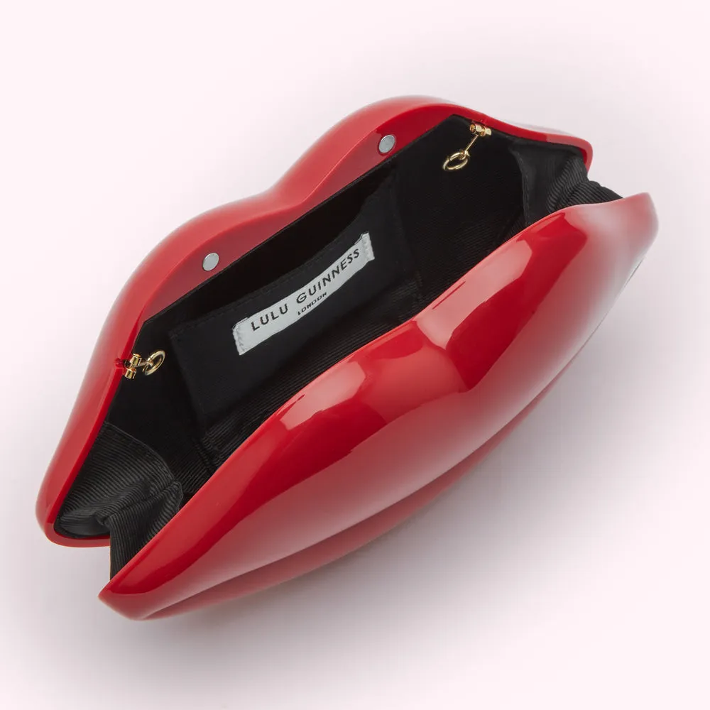 LULU RED SMALL LIPS CLUTCH BAG