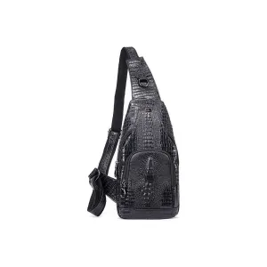 LuxeGlam Croc-Embossed Shoulder Messenger Bag