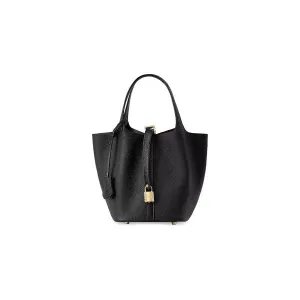 LuxeLeather Chic Closure Bucket Bag