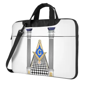 Master Mason Blue Lodge Laptop Bag - Square & Compass With Pillars