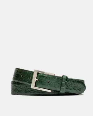 Matte American Alligator Belt in Forest Green