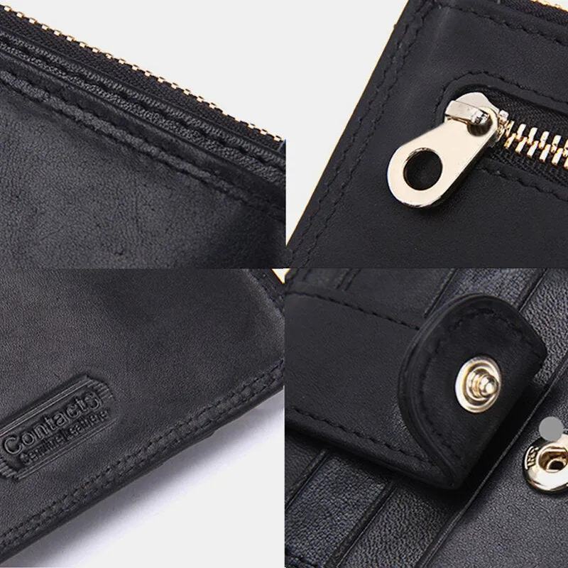 Men Genuine Leather RFID Anti-theft Retro Mini Easy Carry Small Coin Bags Card Holder Wallet