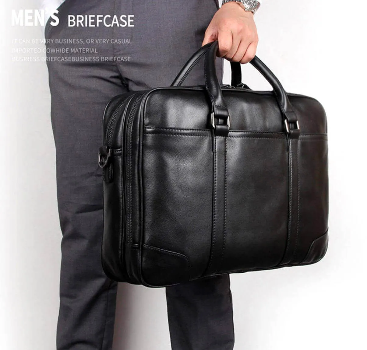 Men's Genuine Leather Laptop Bag - Sleek & Functional