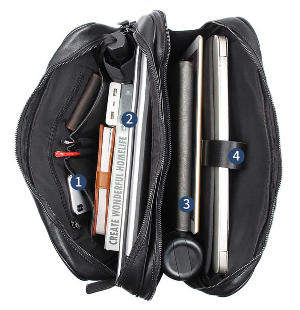 Men's Genuine Leather Laptop Bag - Sleek & Functional