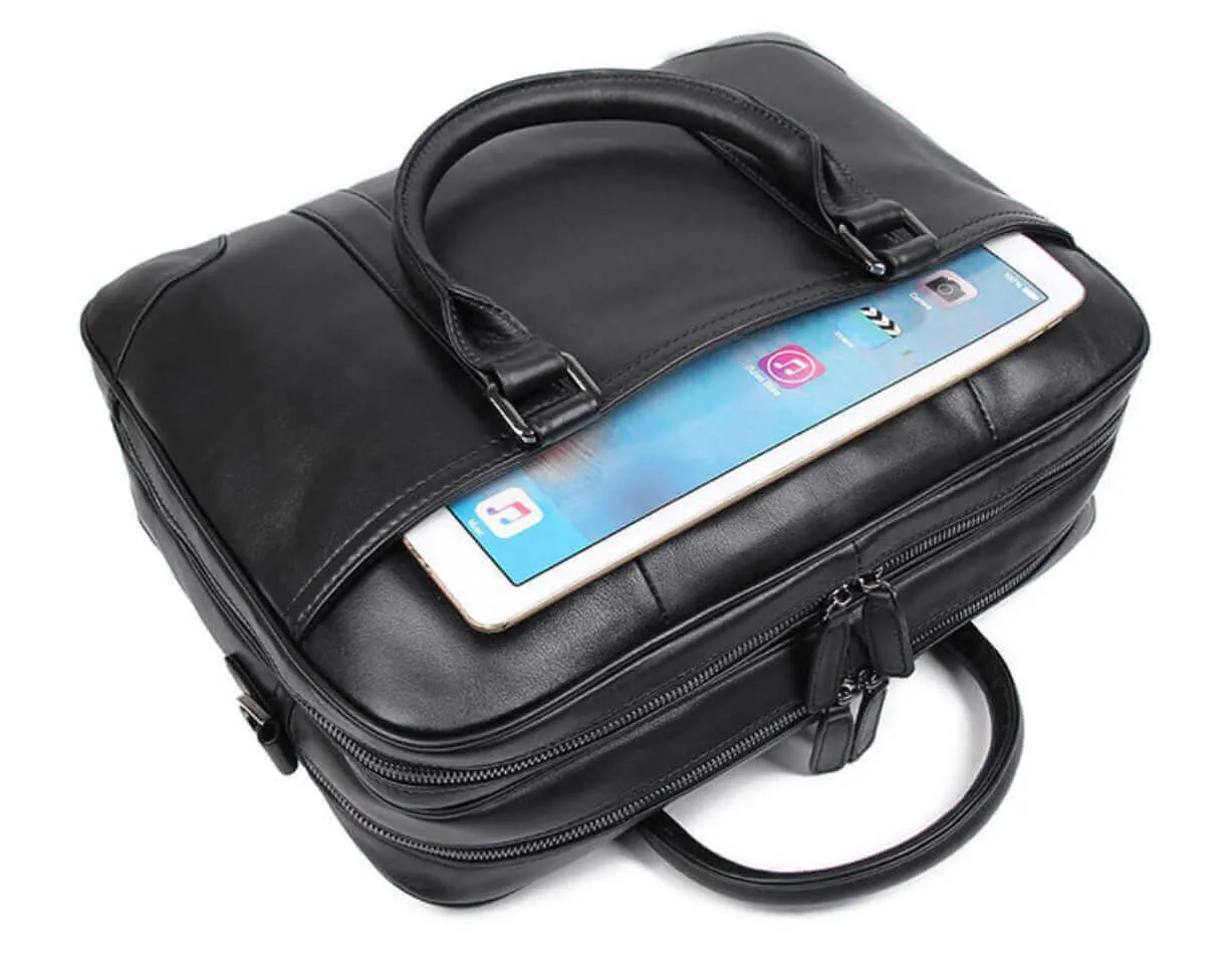 Men's Genuine Leather Laptop Bag - Sleek & Functional