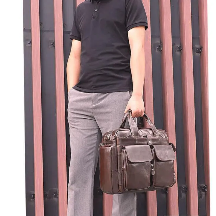 Men's Genuine Leather Laptop Bag – Stylish & Functional