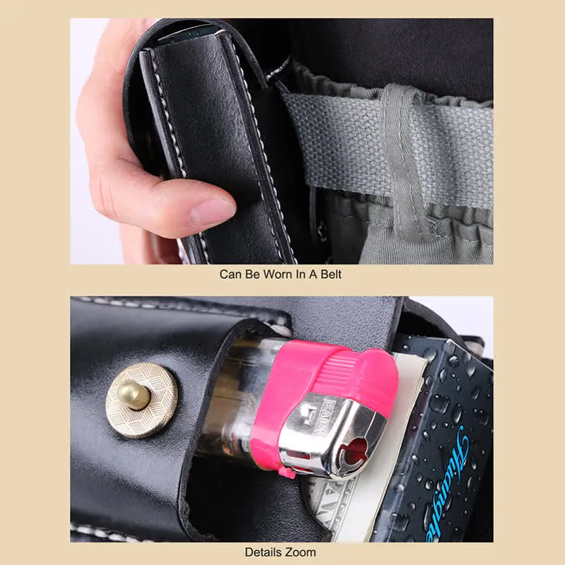 Mini Portable Cigarette Case Leather Belt Bag