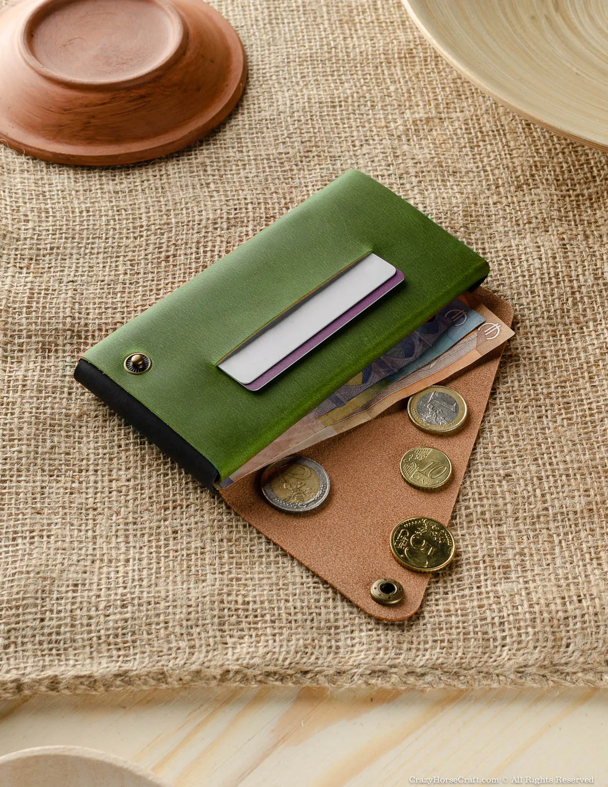 Minimalist Leather Wallet / Phone Case | Alpine Green