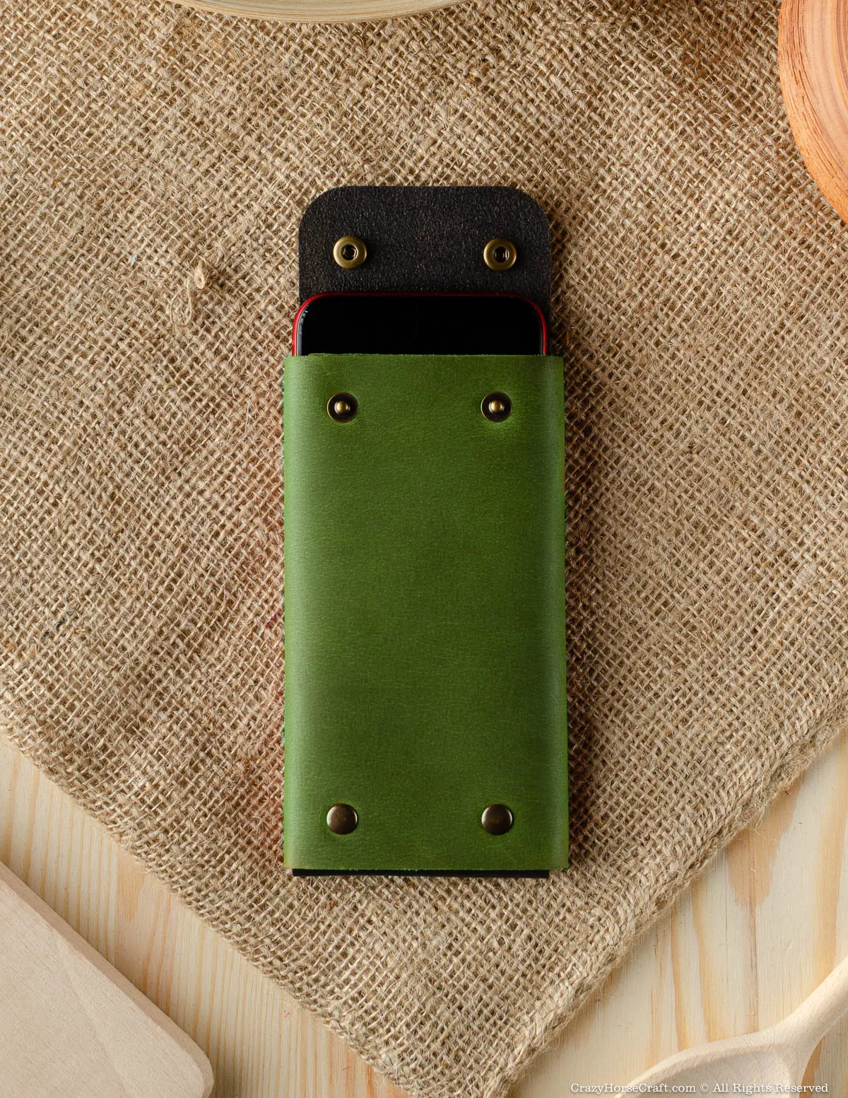 Minimalist Leather Wallet / Phone Case | Alpine Green