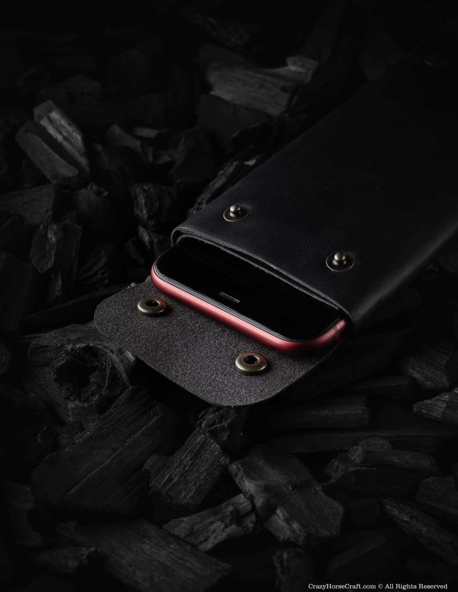 Minimalist Leather Wallet / Phone Case | Carbon Black