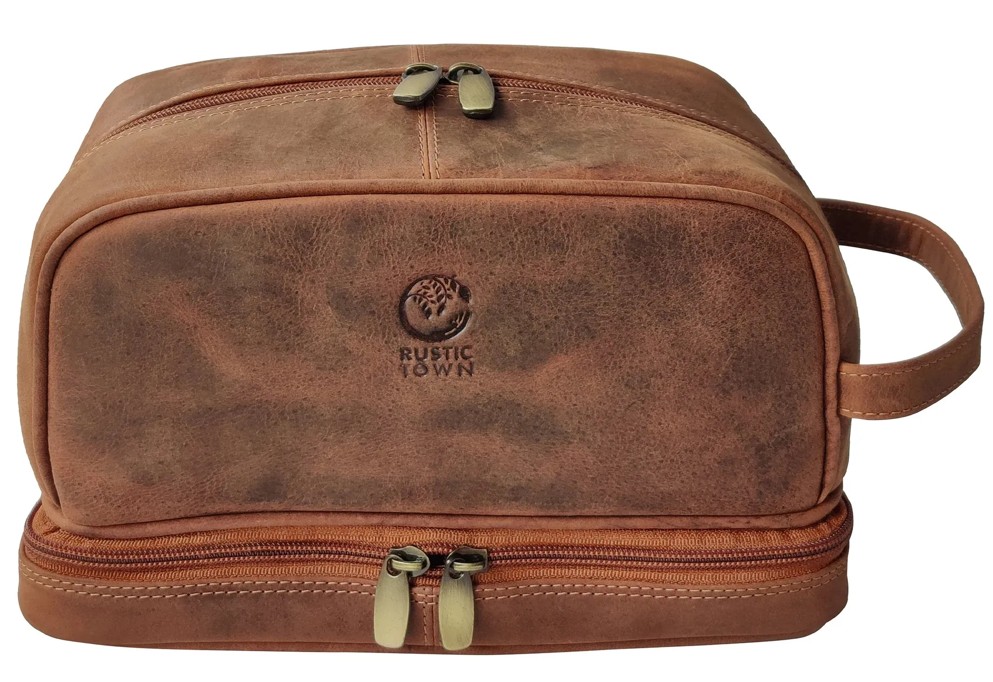 Nancy Leather Travel Makeup Bag (Brown)