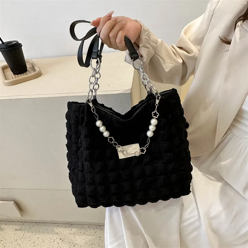 New Fashion Bubble Grid Portable Shoulder Large Capacity Tote Bag Women's Bag Support a Large Number of Wholesale Mixed Batch