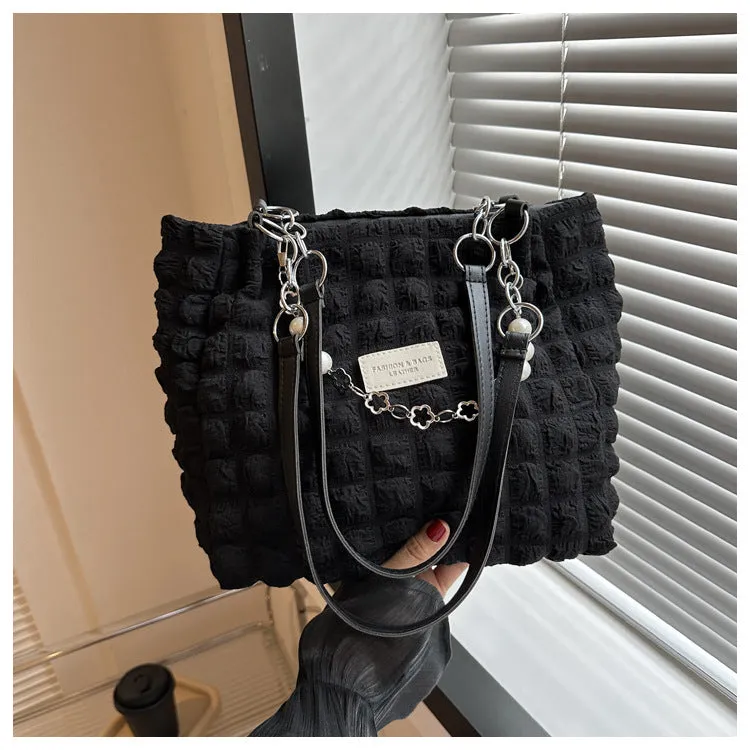 New Fashion Bubble Grid Portable Shoulder Large Capacity Tote Bag Women's Bag Support a Large Number of Wholesale Mixed Batch