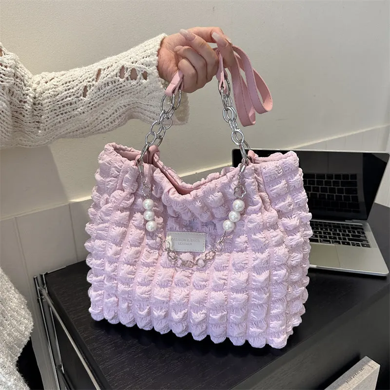 New Fashion Bubble Grid Portable Shoulder Large Capacity Tote Bag Women's Bag Support a Large Number of Wholesale Mixed Batch