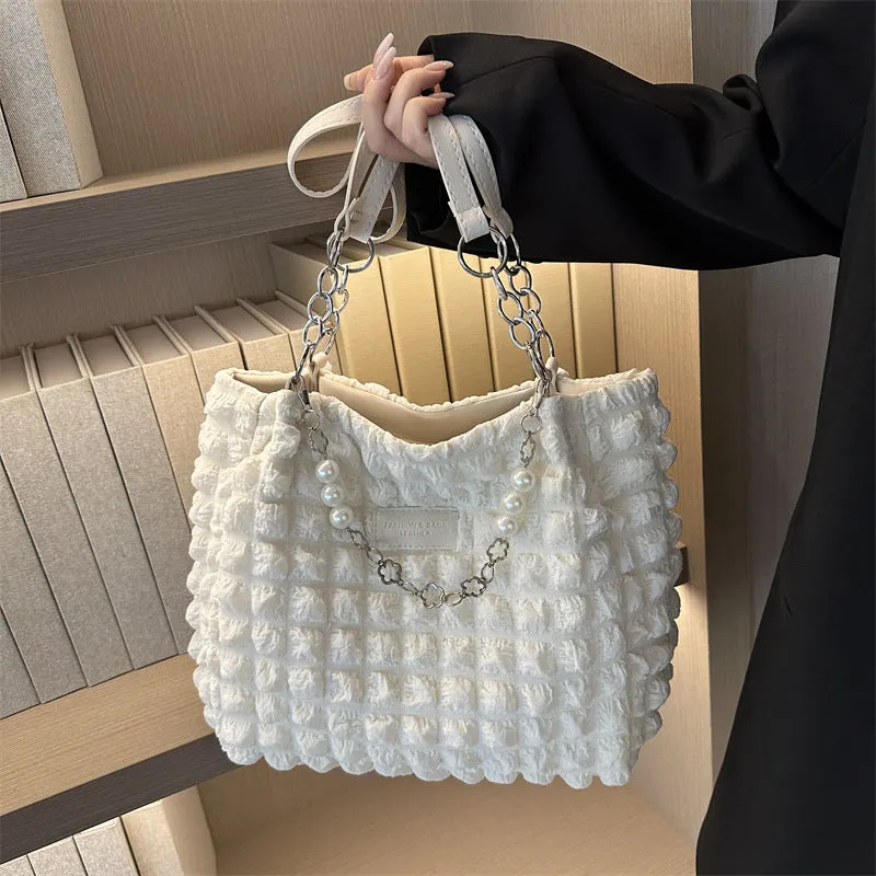 New Fashion Bubble Grid Portable Shoulder Large Capacity Tote Bag Women's Bag Support a Large Number of Wholesale Mixed Batch