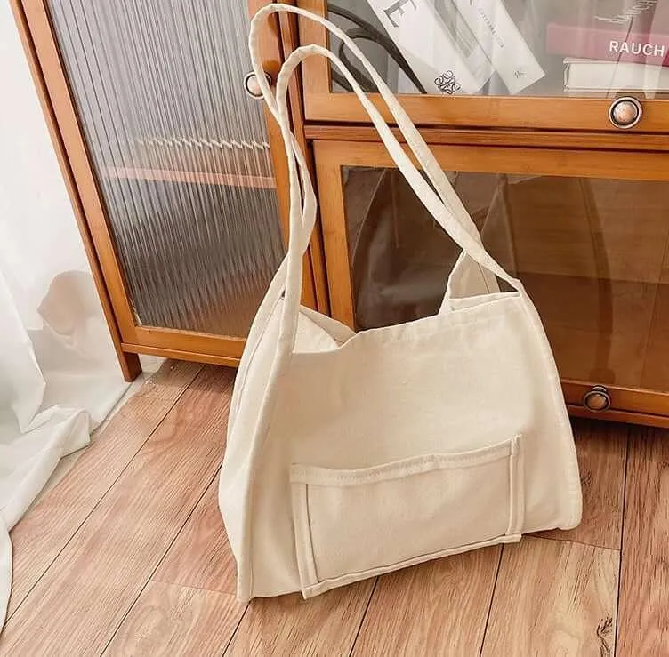 Oversize Functional Canvas Tote Bag | Shoulder Bag | Hobo Bag