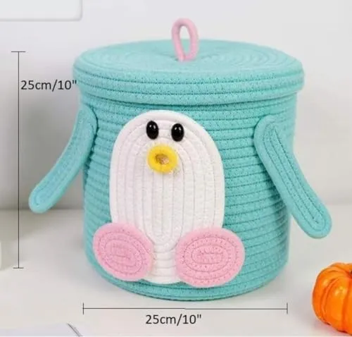 Penguin Pals Cotton Rope Basket – Cute & Functional Kids Storage