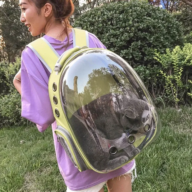 Portable Outdoor Capsule Ventilated Backpack with Visual Window Pets Bag