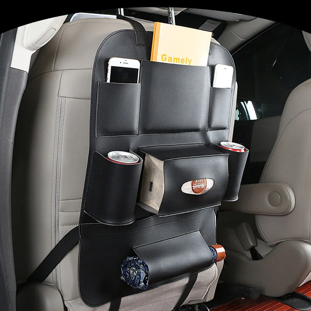 PU Leather Car Seat Back Multi Pocket Organizer