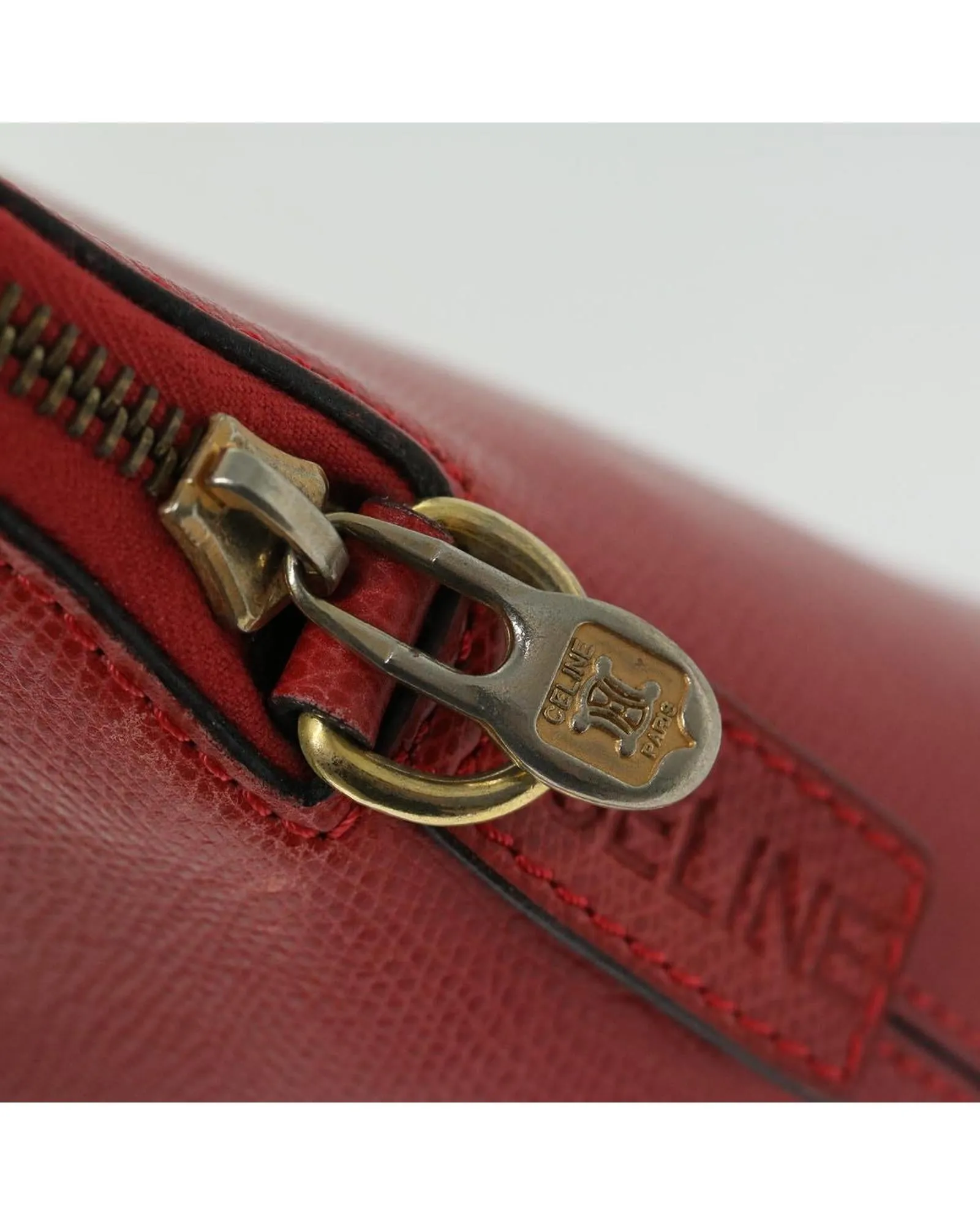 Red Leather 2-Way Handbag by Celine