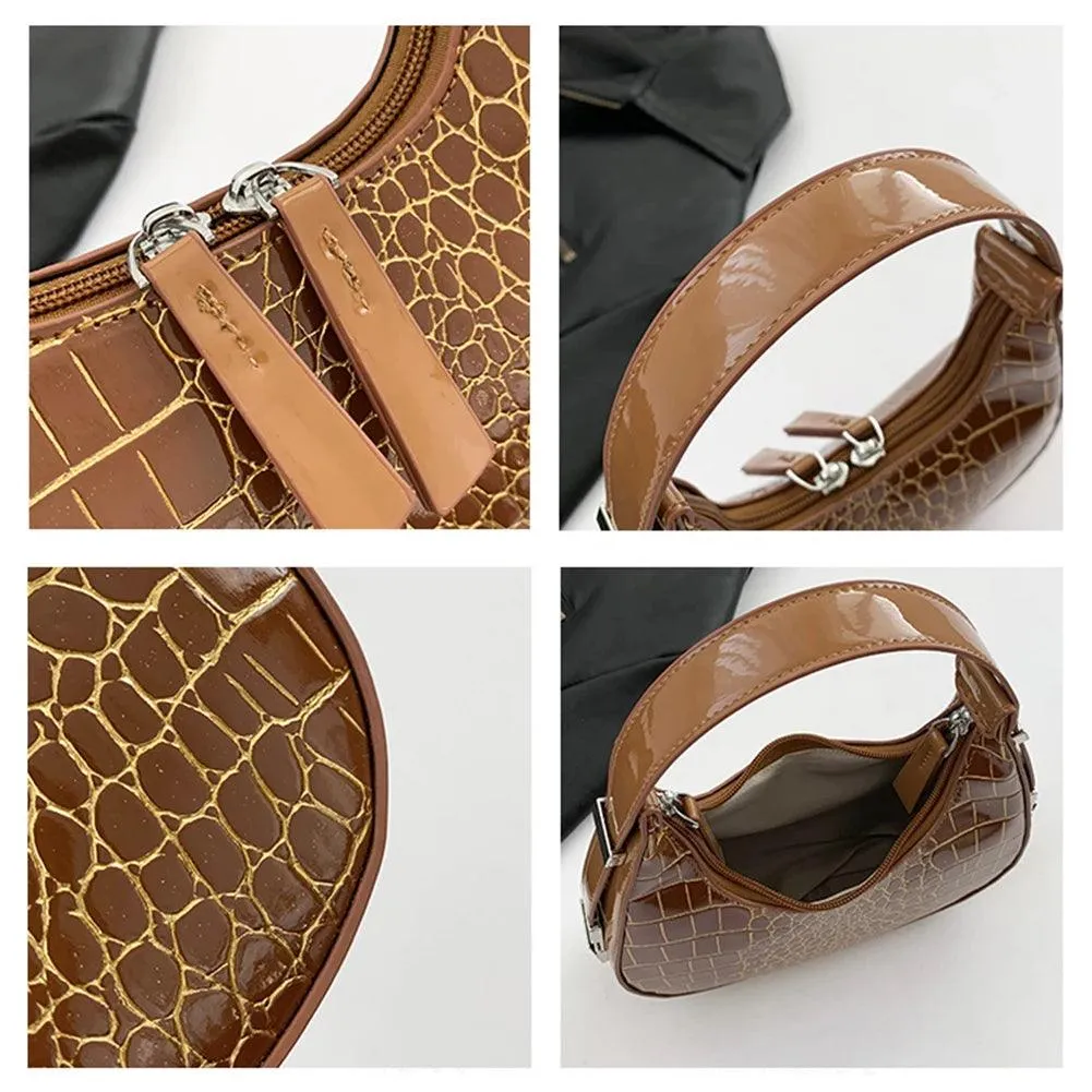 Retro Crocodile Print Chic Shoulder Bag