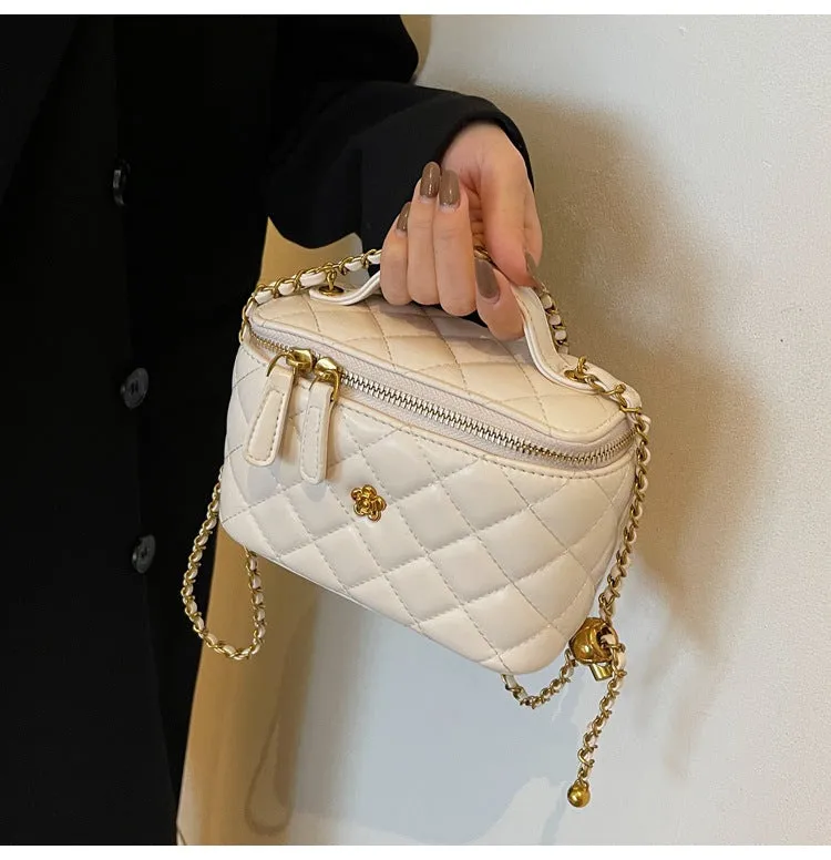 Small square bag box bag camellia diamond chain box small bag women's shoulder crossbody bag women's handbag