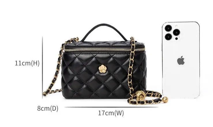 Small square bag box bag camellia diamond chain box small bag women's shoulder crossbody bag women's handbag