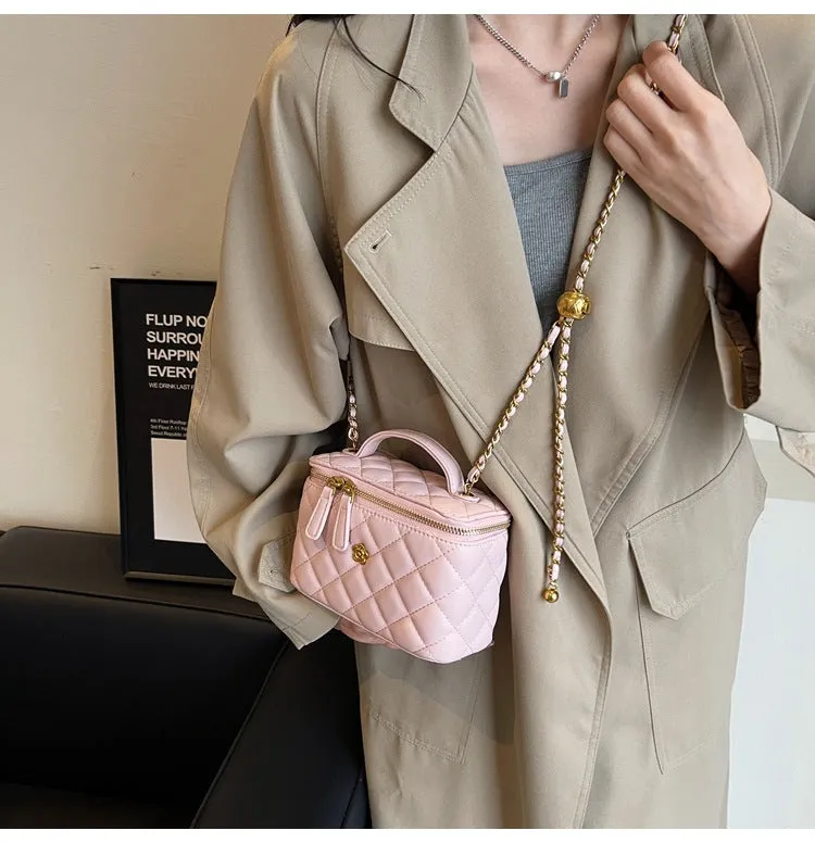 Small square bag box bag camellia diamond chain box small bag women's shoulder crossbody bag women's handbag