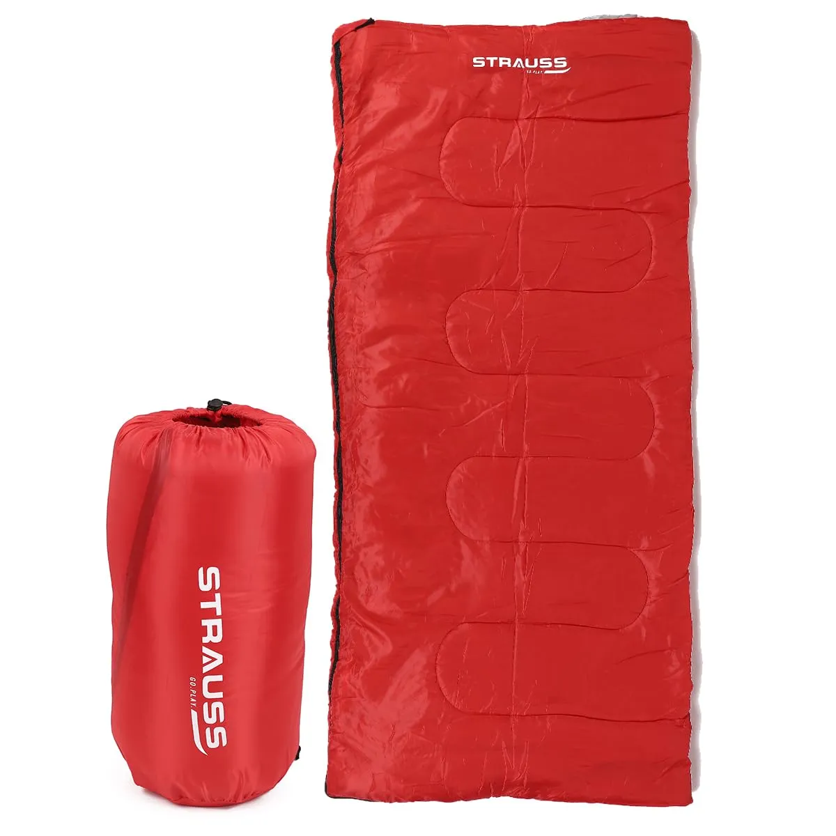 STRAUSS Camping Sleeping Bag 8°C to -20°C | Can Be Used in Summer, Spring and Winter | Lightweight and Portable | Ideal for Travel Camping Hiking and Trekking | for Adults & Kids,(Red)