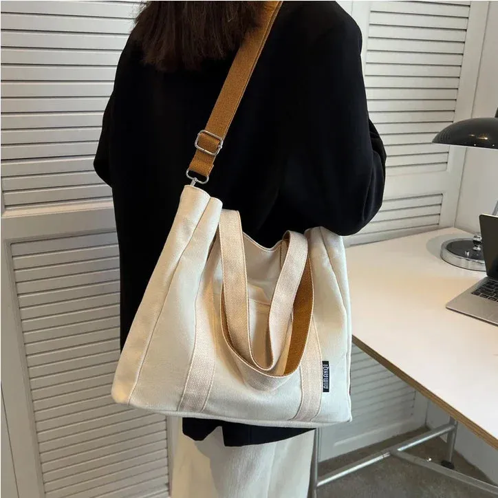 TAVIMART  -  Big Capacity Female Leisure Canvas Textile Top-handle Tote Bag 2024 Fabric Big Size Street School Book Laptop Daily Shopping Bag