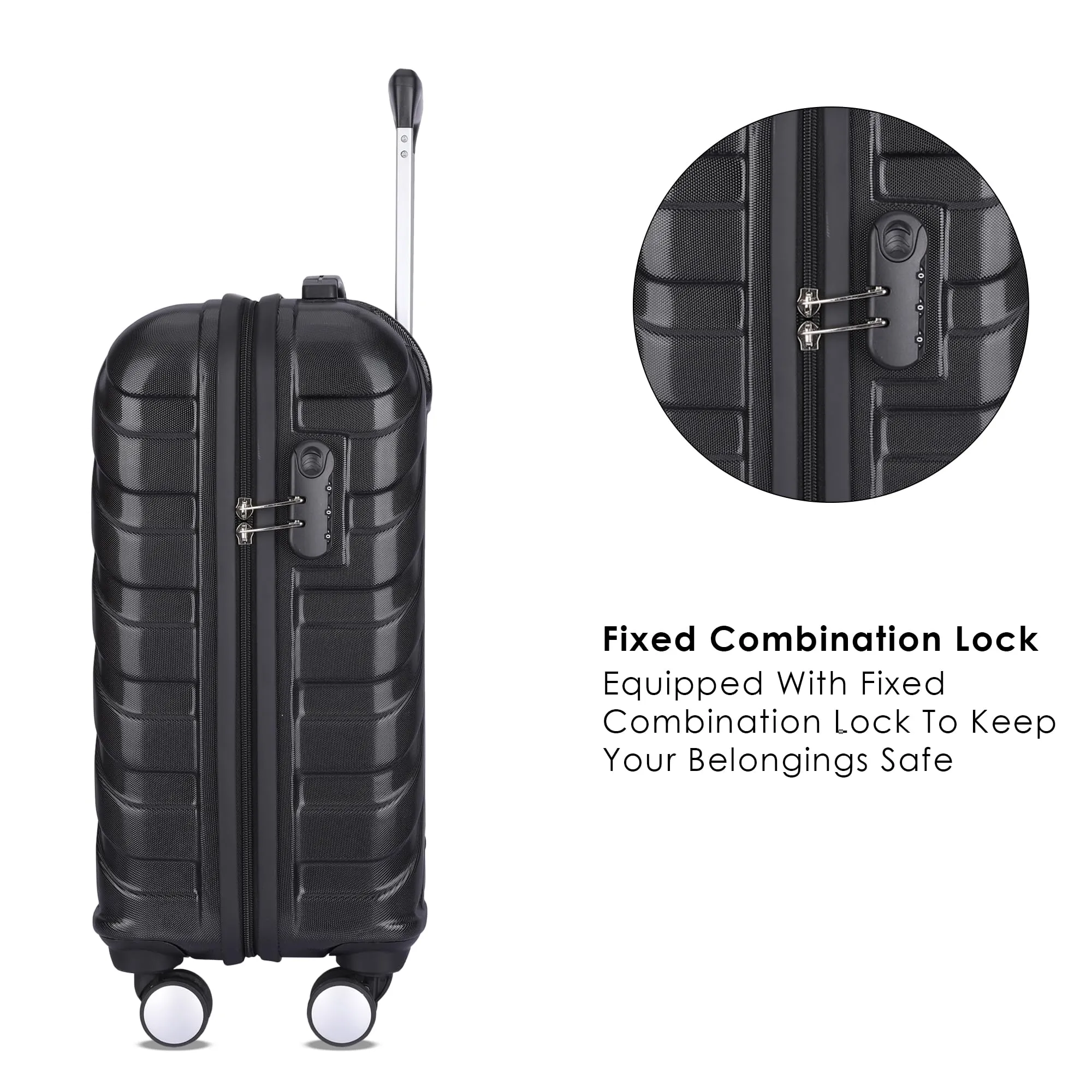 THE CLOWNFISH Wanderwheels Series Luggage ABS Hard Case Suitcase Eight Wheel Trolley Bag- Black (52 cm- 20.5 inch)