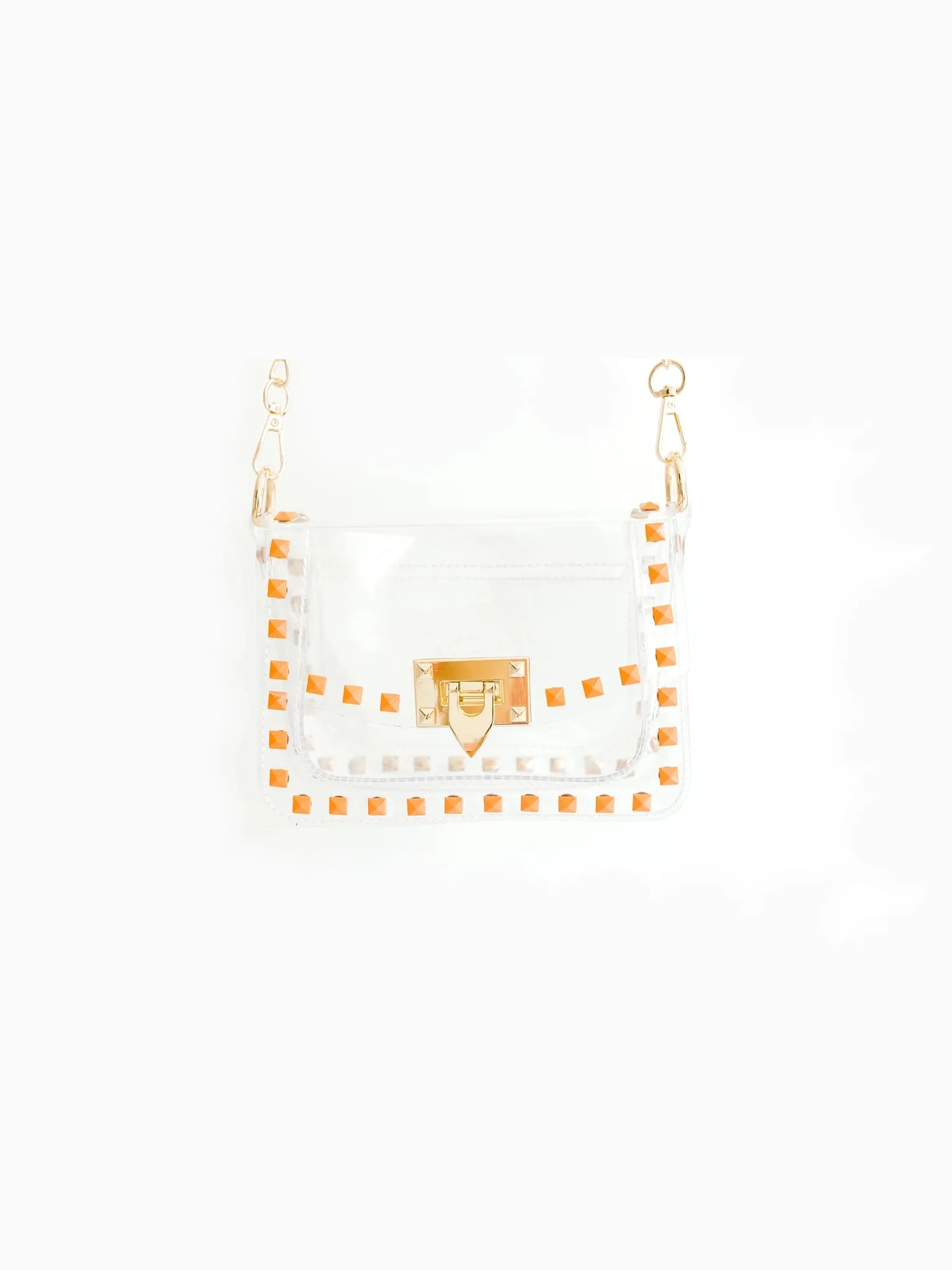 The Jackie Clear Handbag: Orange & Gold