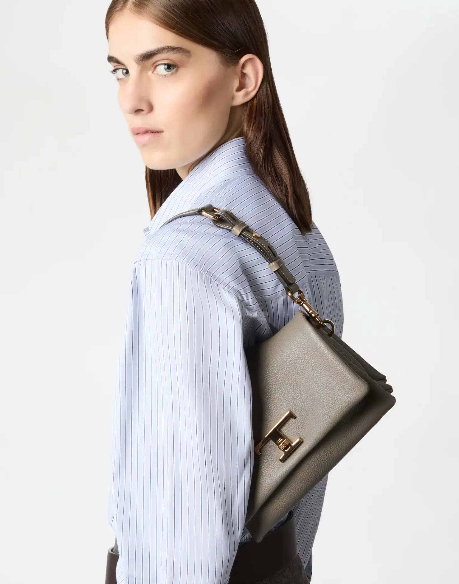 TODS T TIMELESS FLAP BAG GREY