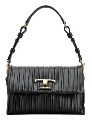 TODS T TIMELESS FLAP BAG IN BLACK