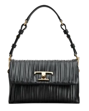 TODS T TIMELESS FLAP MEDIUM BAG IN BLACK